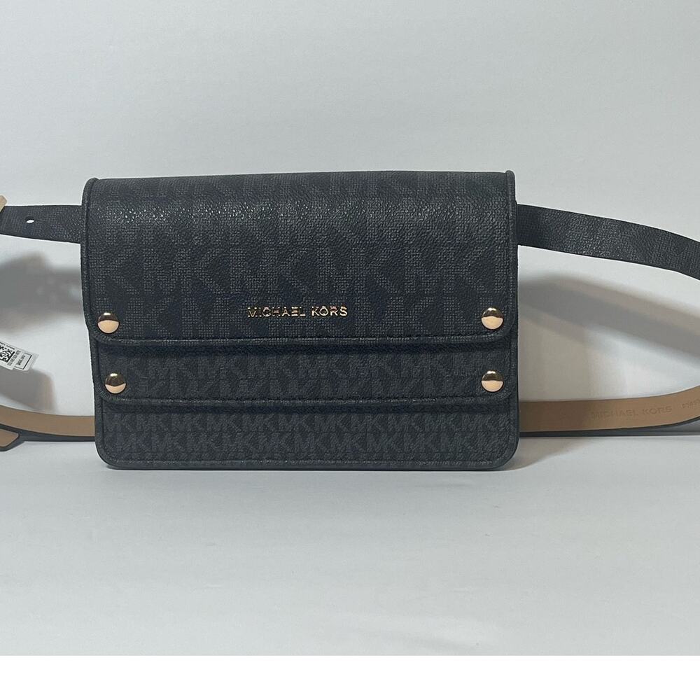 Michael Kors Jet Set Tri-Color Logo Gray Waist/Belt Crossbody Bag L/XL USED